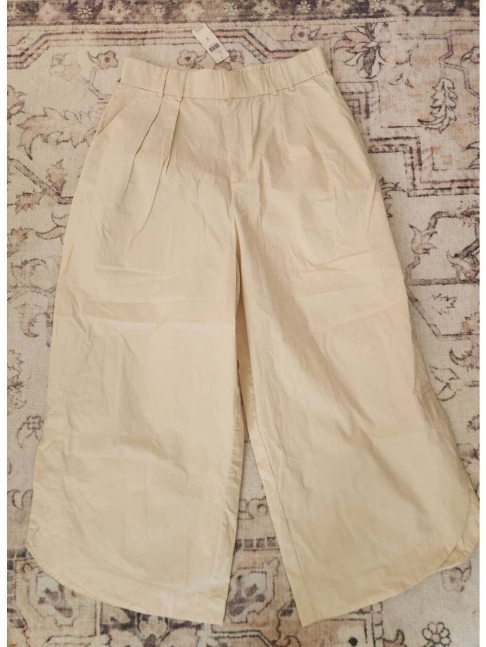 Mare Mare x Anthropologie Women's Sz. M Light Sand Crop Pleated Pants NWT
